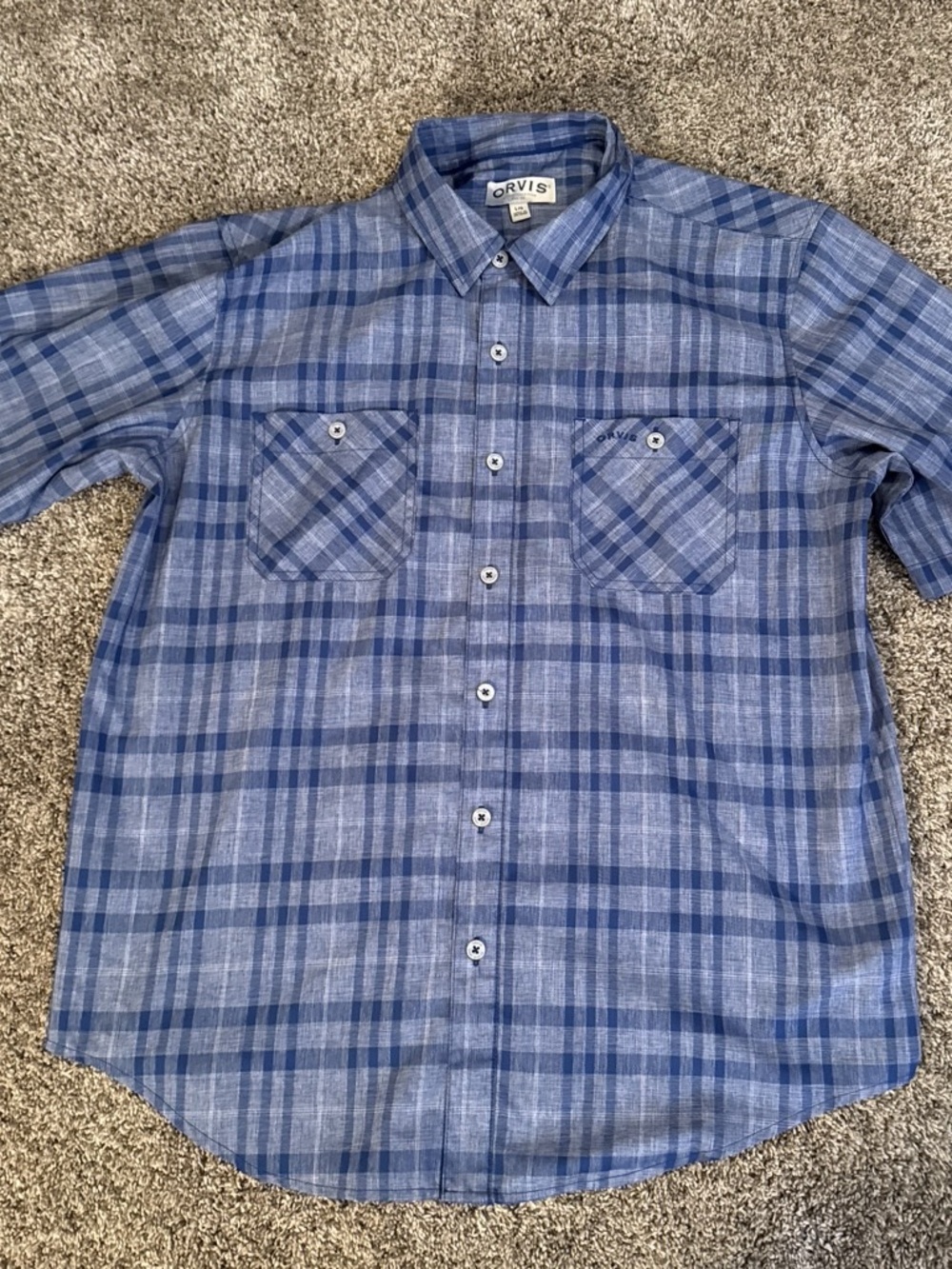 Orvis Plaid Button Down in Blue & White Size Large Like New